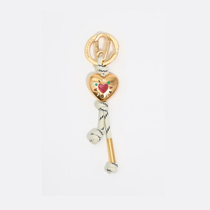 Minimalist Plated Alloy Letter Heart Round Keychain Charm Bar for Women