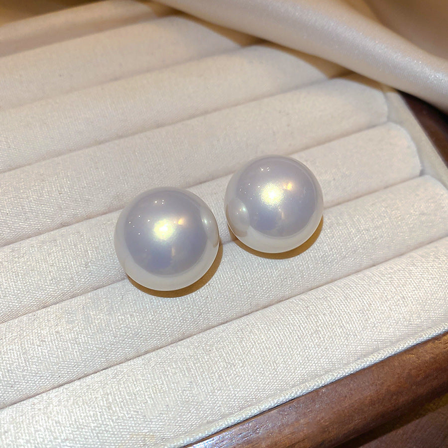 Orecchini a perno con perla geometrica minimalisti placcati argento da donna — Gioielli eleganti di lusso pronti per l'ufficio con perni in acciaio inossidabile