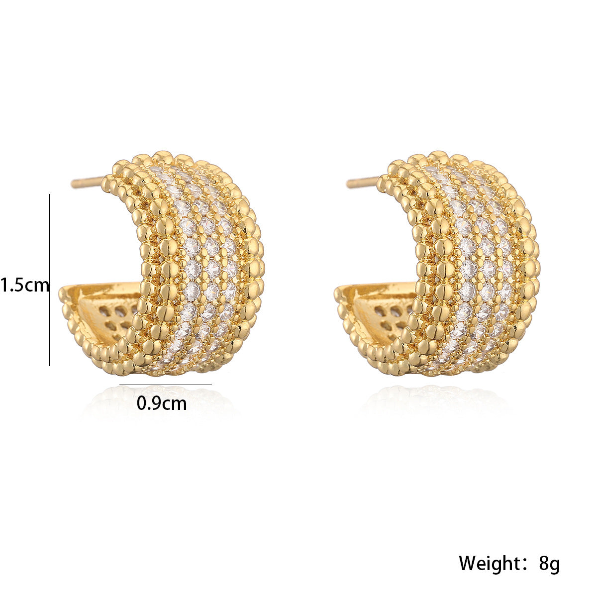 Minimalist Elegant Geometric Brass Gold Plated Cubic Zirconia Earrings for Women