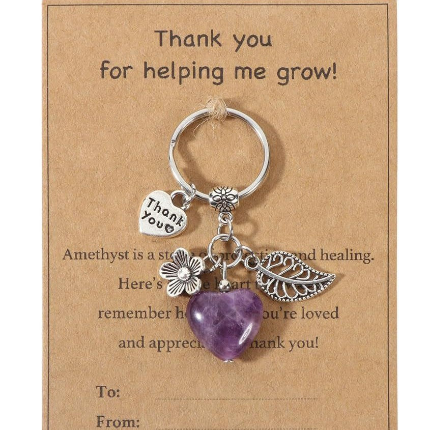 Vintage Heart Crystal Agate Alloy Keychain Charm