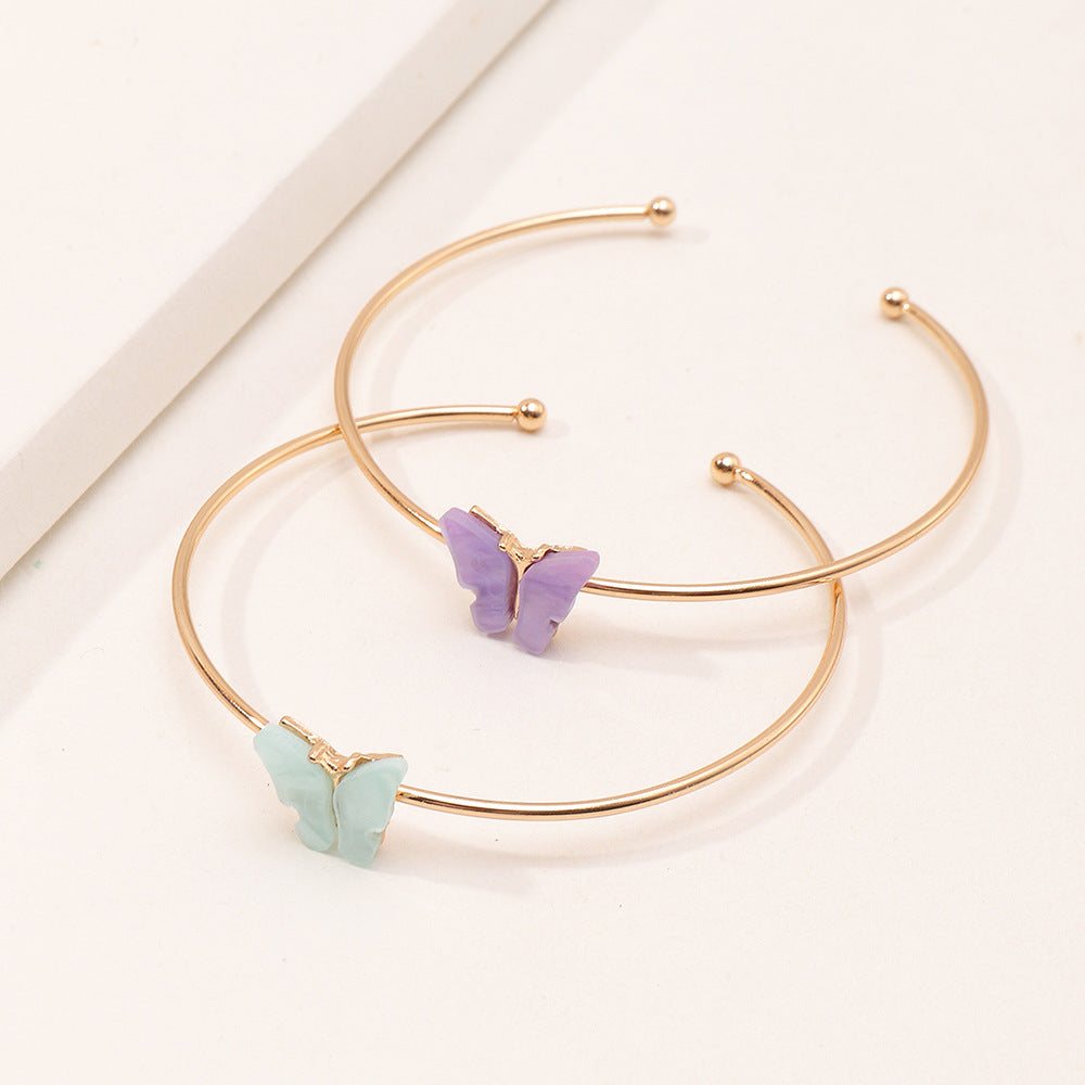 Bracciale a forma di farfalla in lega per bambine con finitura placcata, stile principessa, design minimalista
