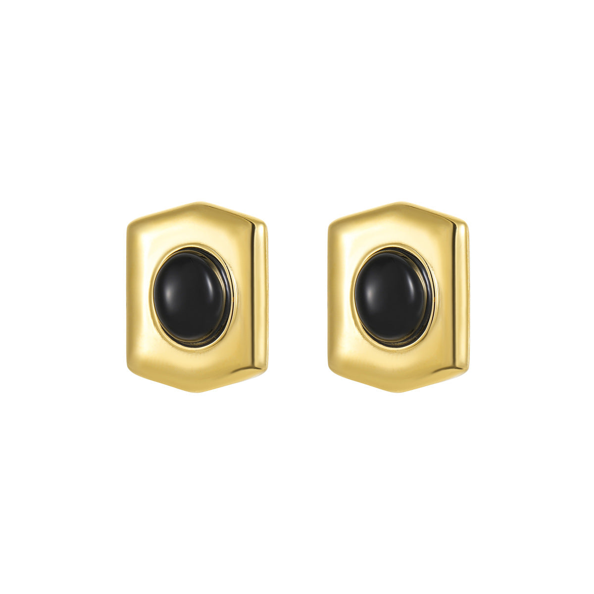 Orecchini da donna esagonali geometrici a scudo d'ispirazione vintage in acciaio inossidabile placcato oro 18K
