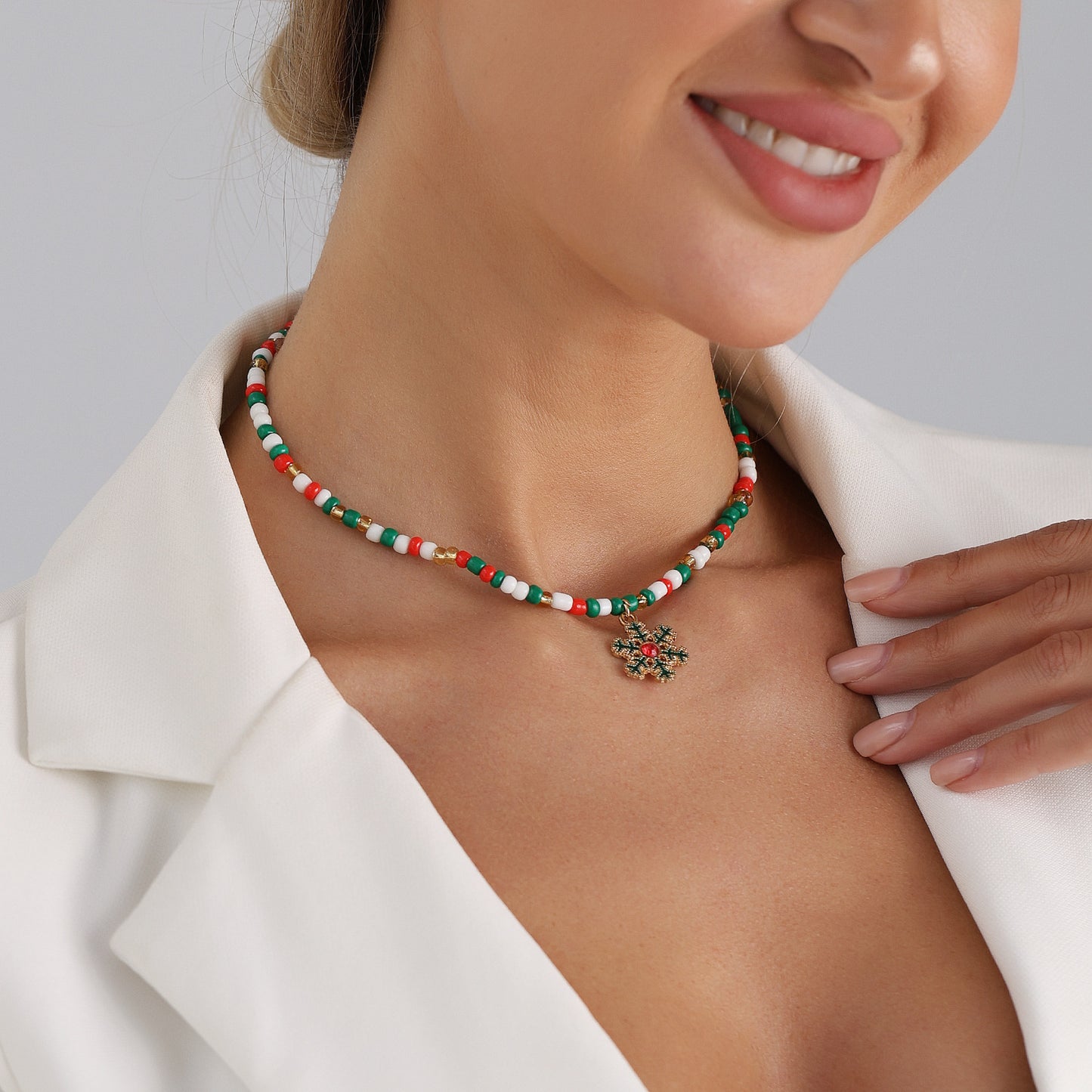 Geometric Alloy Choker Necklace for Women with Electroplated Finish Christmas Bell Accents Holiday Party Gift
