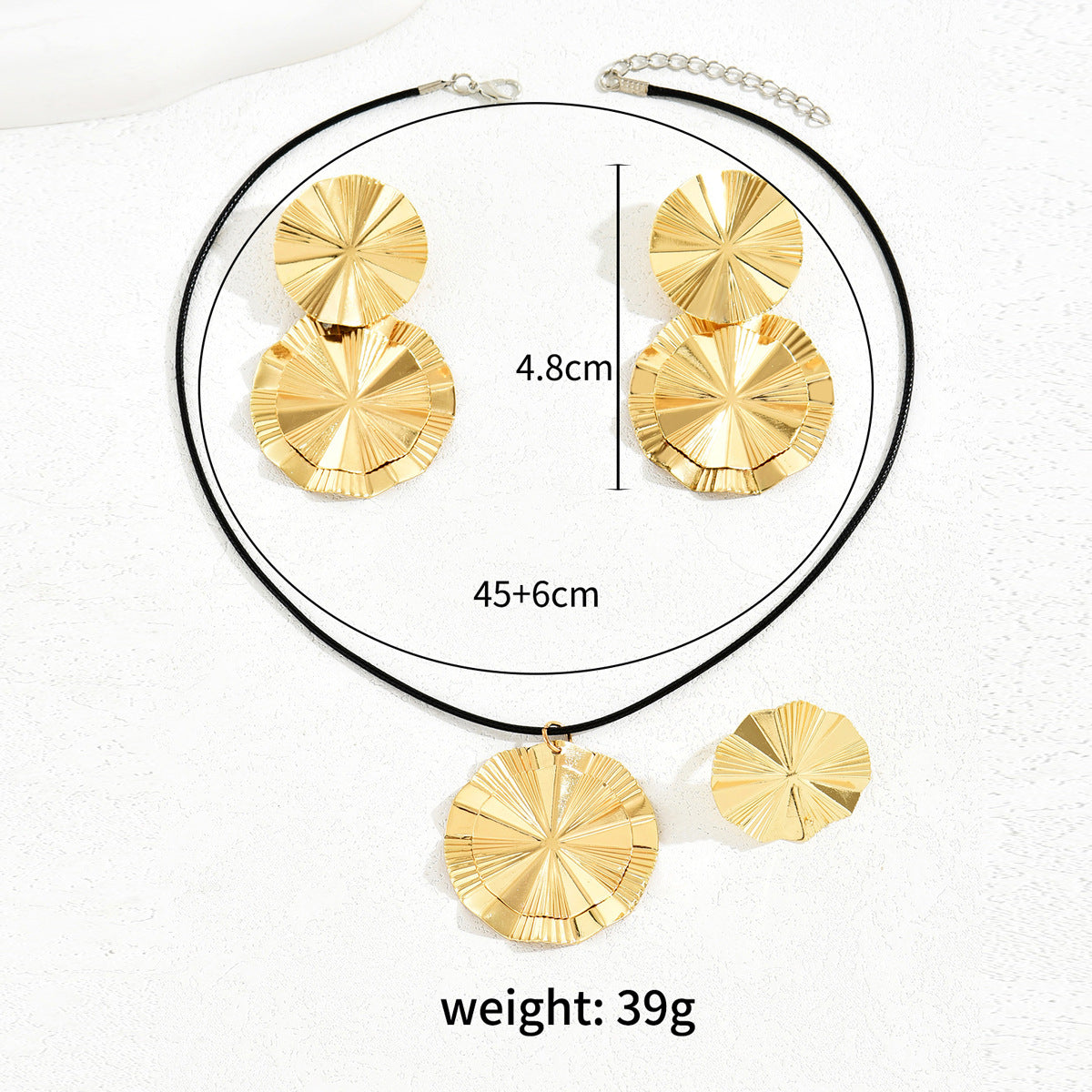 Set collana, orecchini e anello geometrici minimalisti placcati in lega per donna