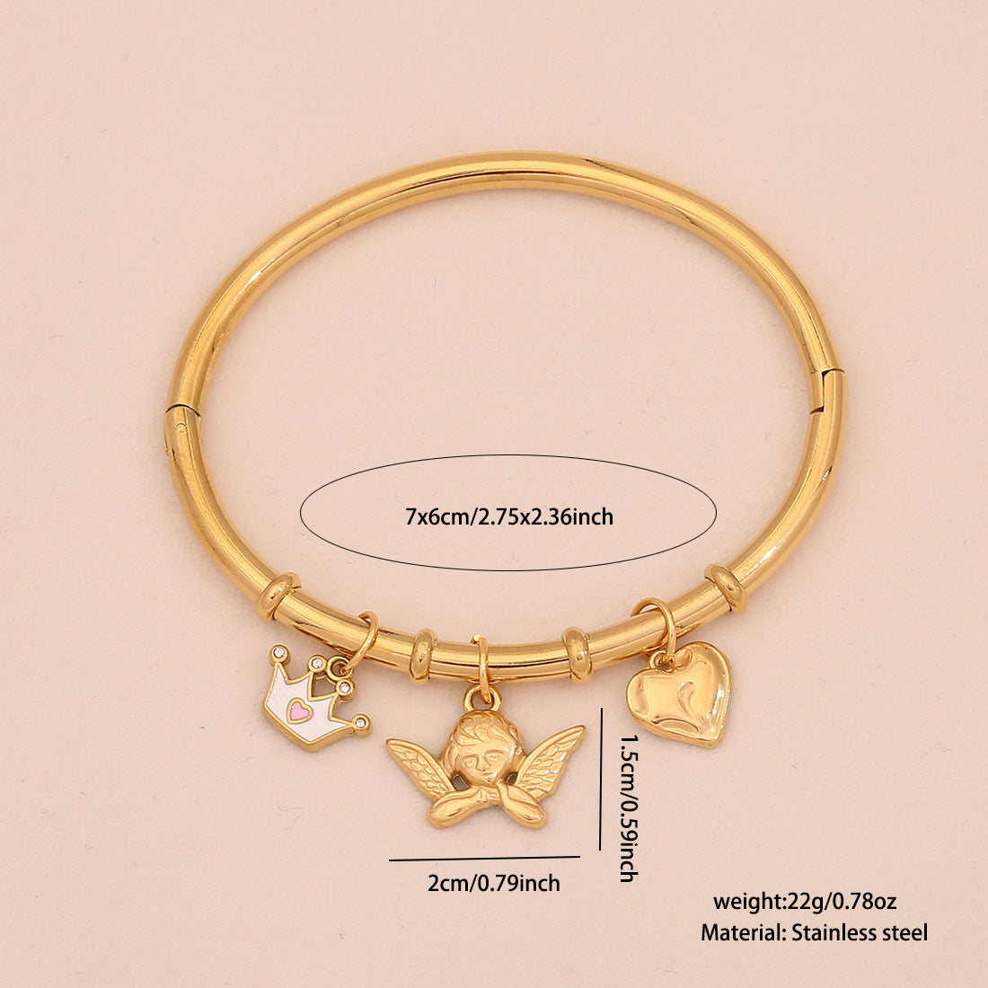 Bracciale personalizzato in acciaio inossidabile con stella marina, conchiglia e farfalla floreale, con finitura placcata