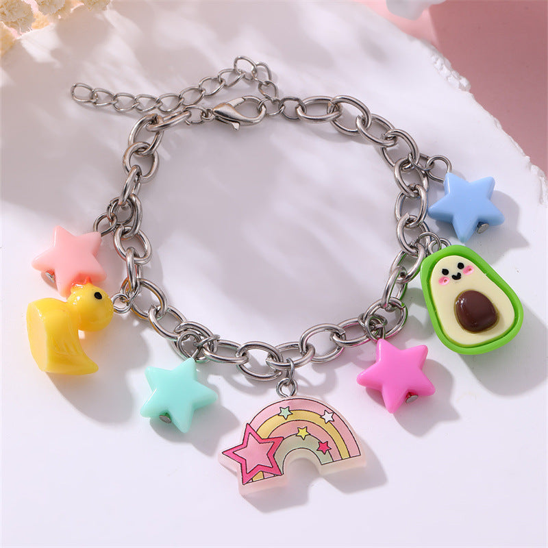 Braccialetto per Bambini Stile Punk a Stella Geometrica Elettroplaccato in Materiali Misti