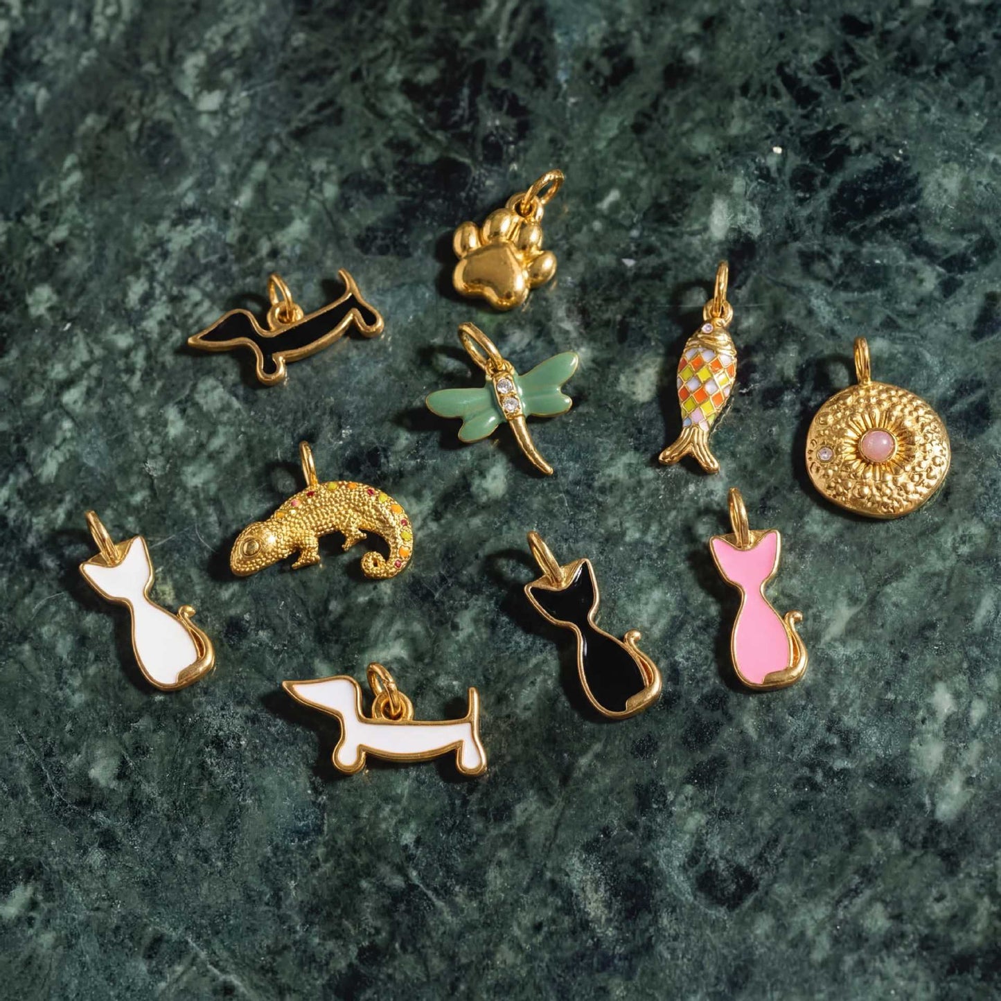 Elegant 18K Gold Plated Animal Shape Stainless Steel PVD Drip Oil DIY Charm Bar