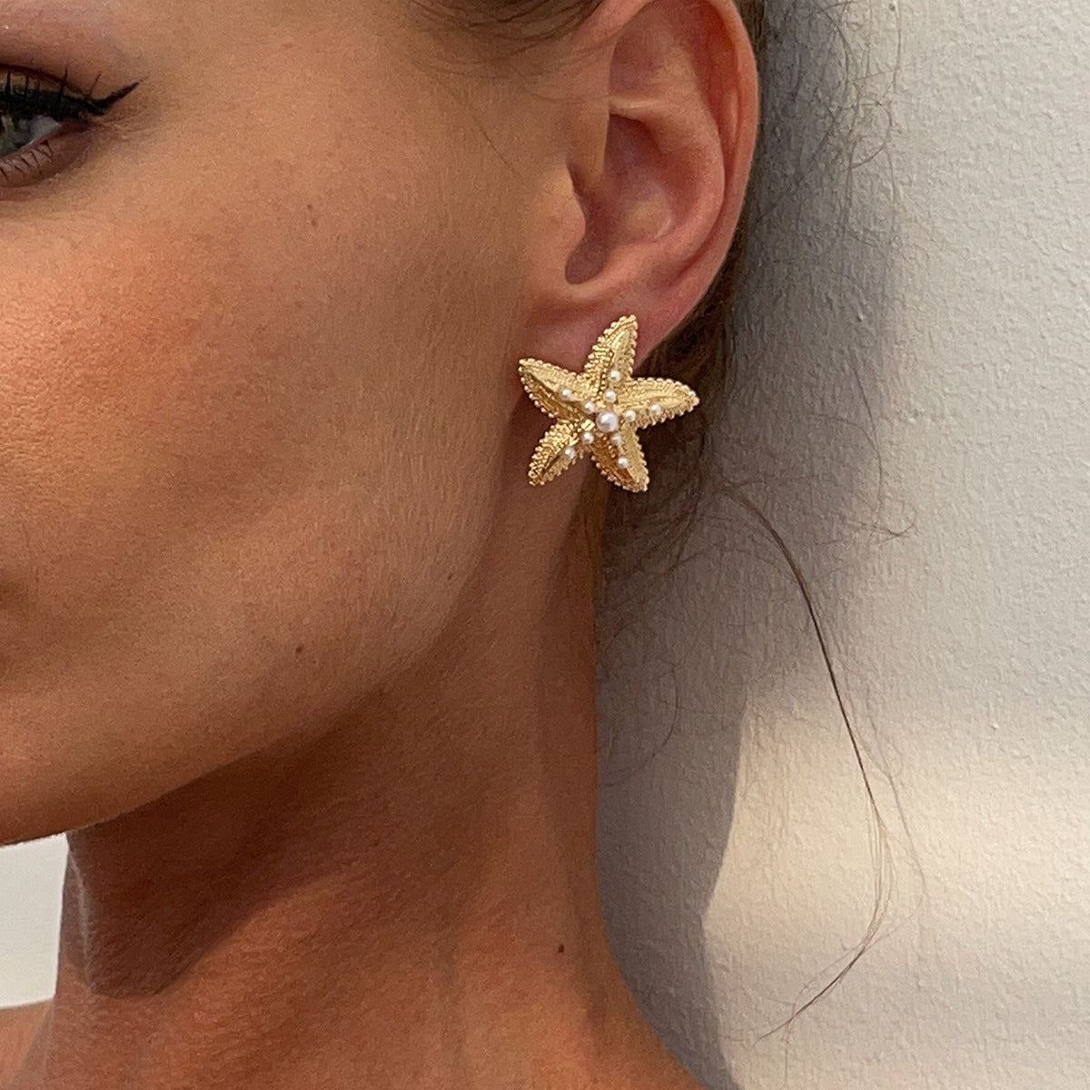 Exaggerated Star Geometric Plated Iron Earrings for Women