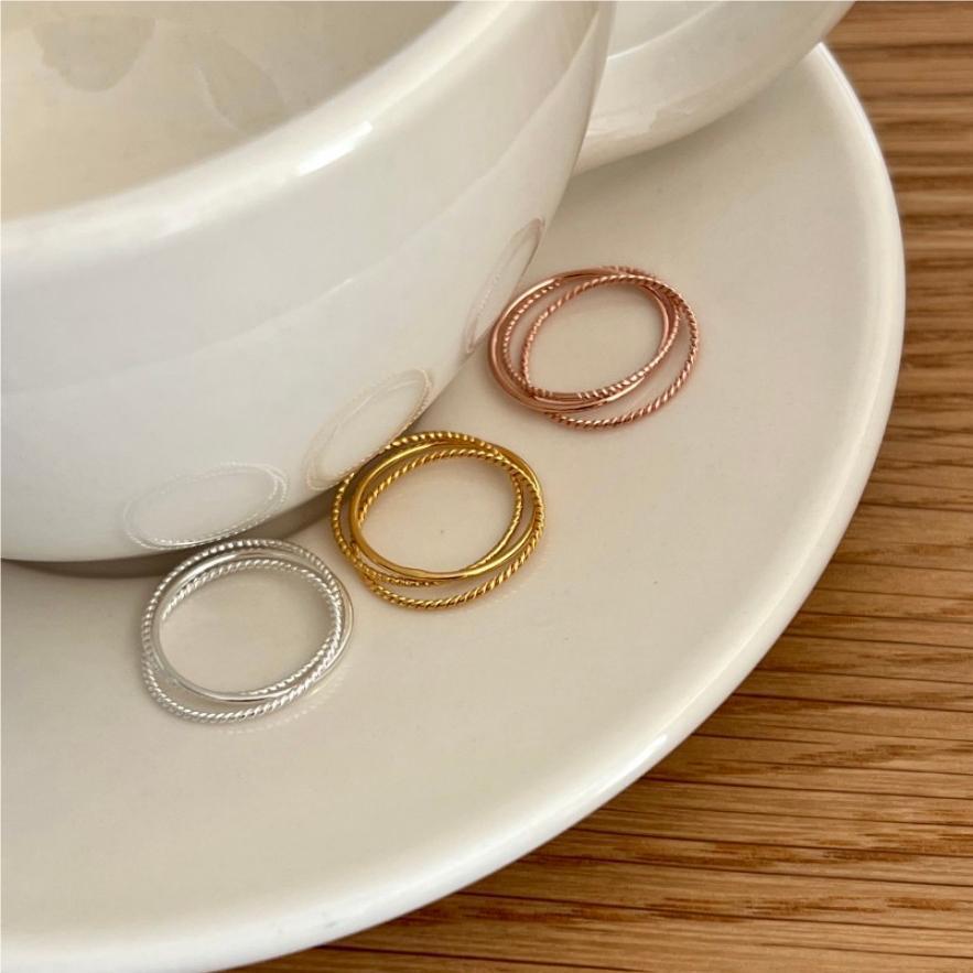 Anello a fascia intrecciata geometrica in argento sterling 925 da donna