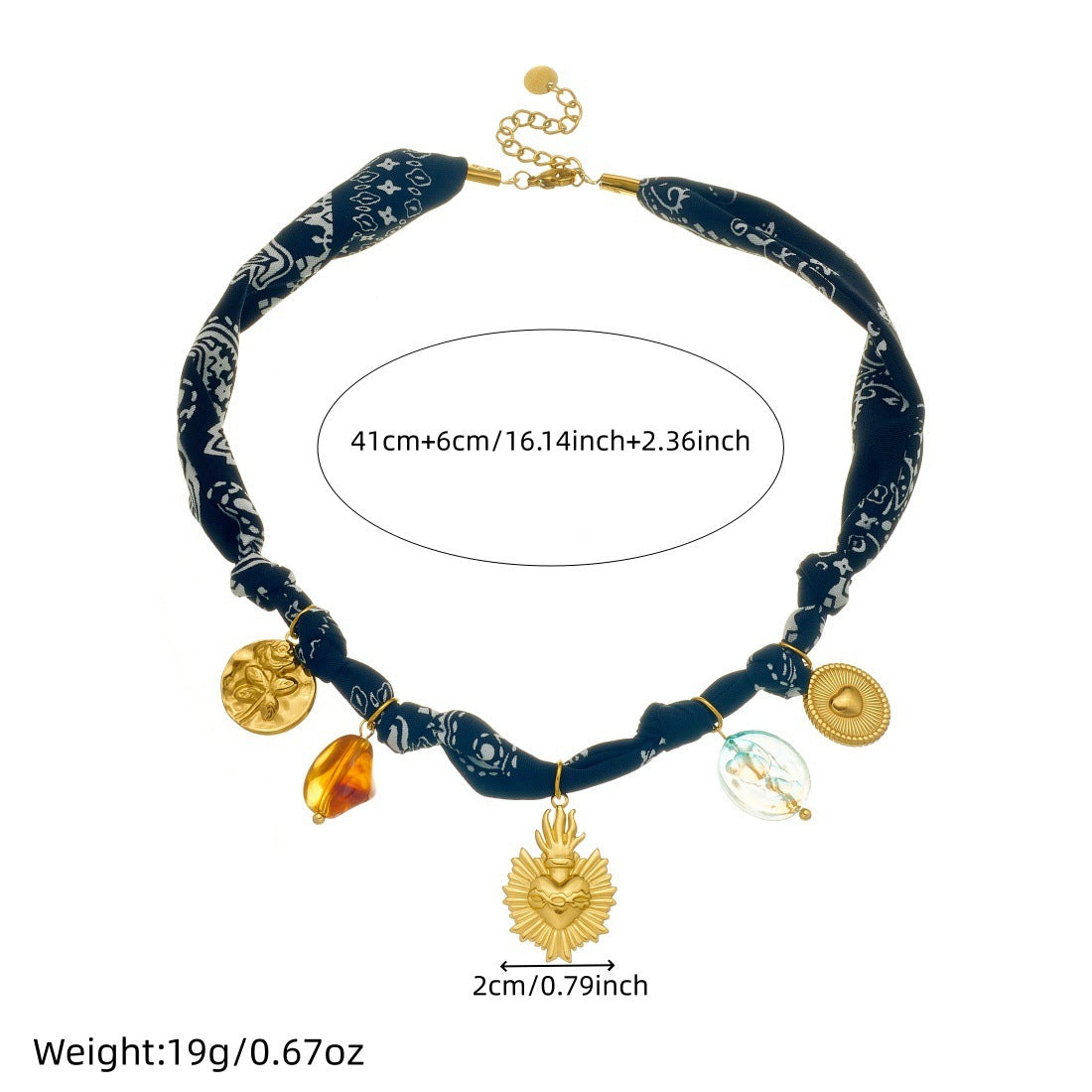 Vintage Bohemian Gold Plated Stainless Steel Heart Round Pendant Necklace with Floral Relief and Beads