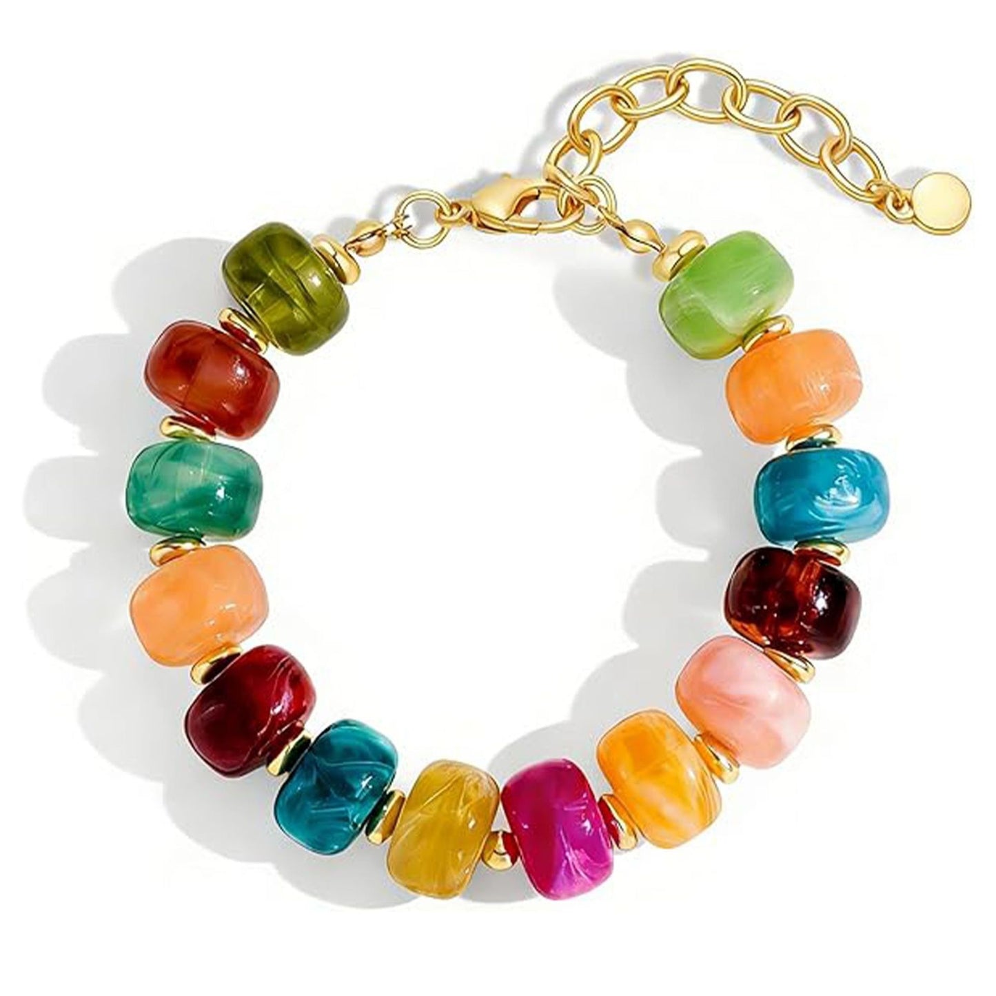 Bohemian Minimalist Geometric Round Resin Acrylic Beaded Bracelet for Women