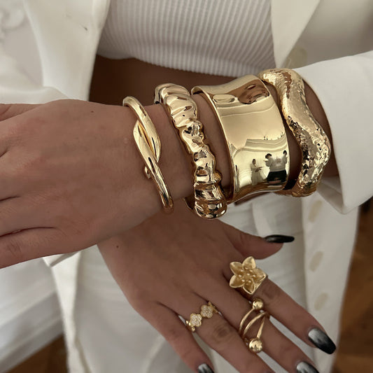 Pulsera abierta chapada en aleación geométrica de moda para mujer