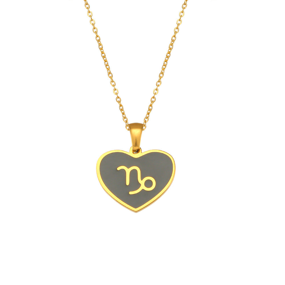 Collana Pendente Segno Zodiacale Minimalista da Donna in Acciaio Inossidabile con Finitura Smaltata