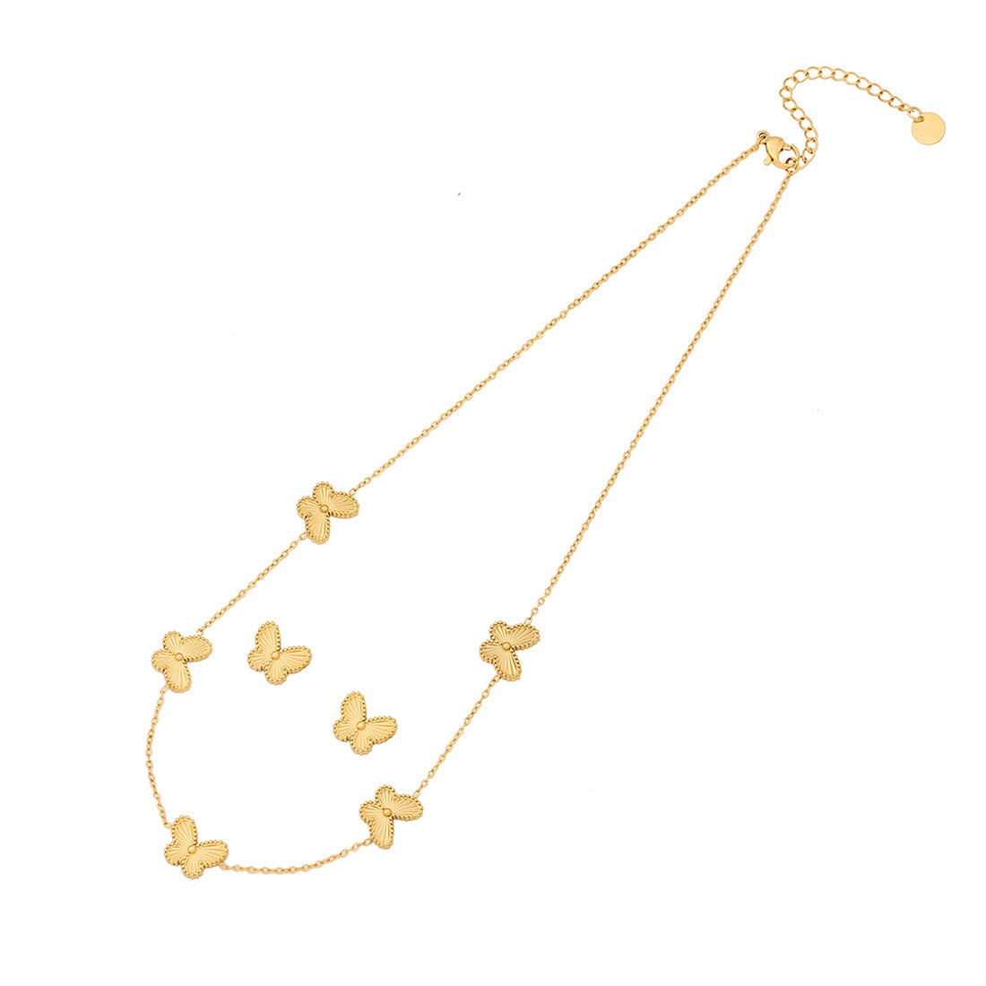Playful Animal Style Butterfly Pendant Stainless Steel Necklace with Plated Finish for Women