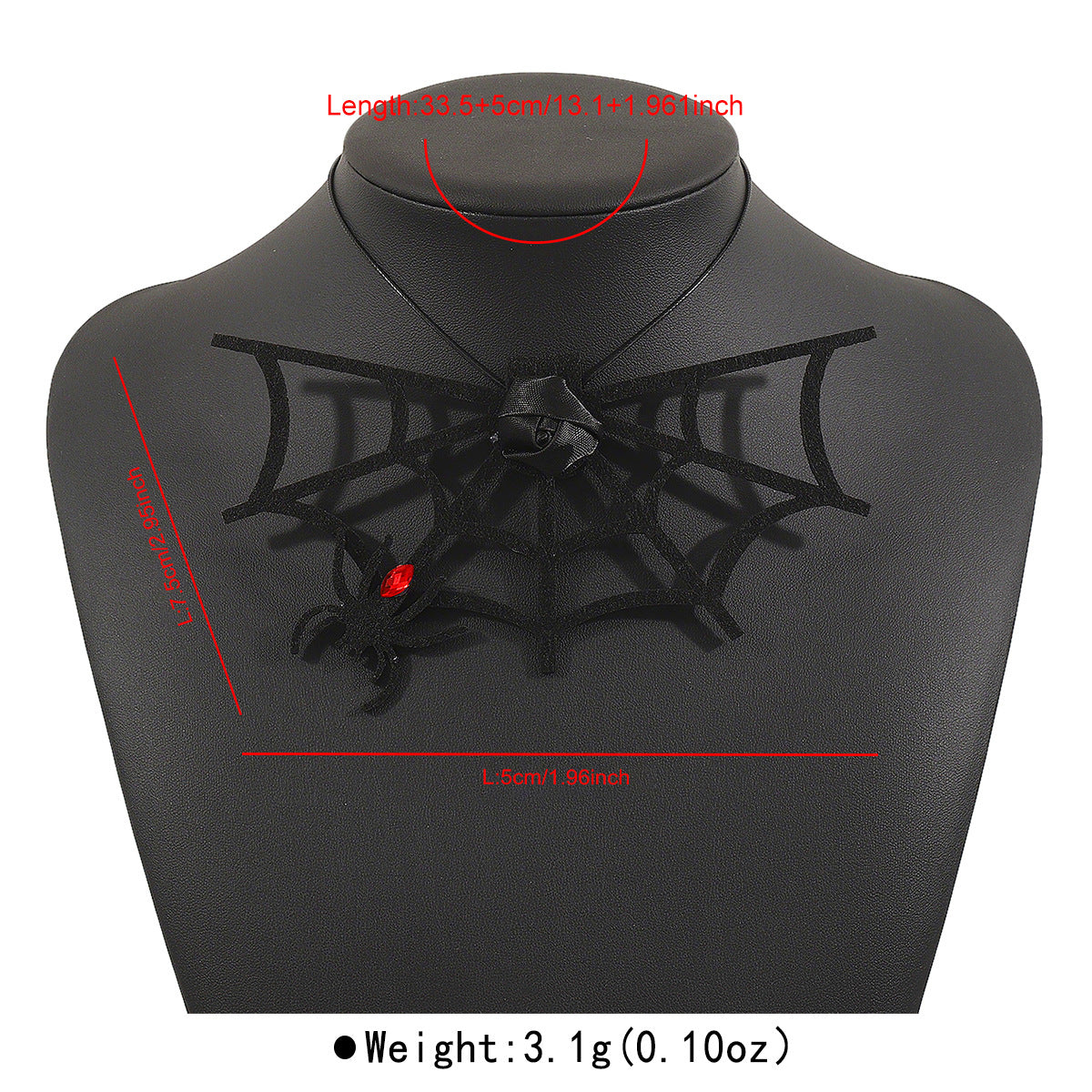 Collar colgante de telaraña de Halloween vanguardista para mujeres y hombres con fieltro y cadena de cuerda, acabado galvanizado, estilo gótico dulce-fresco