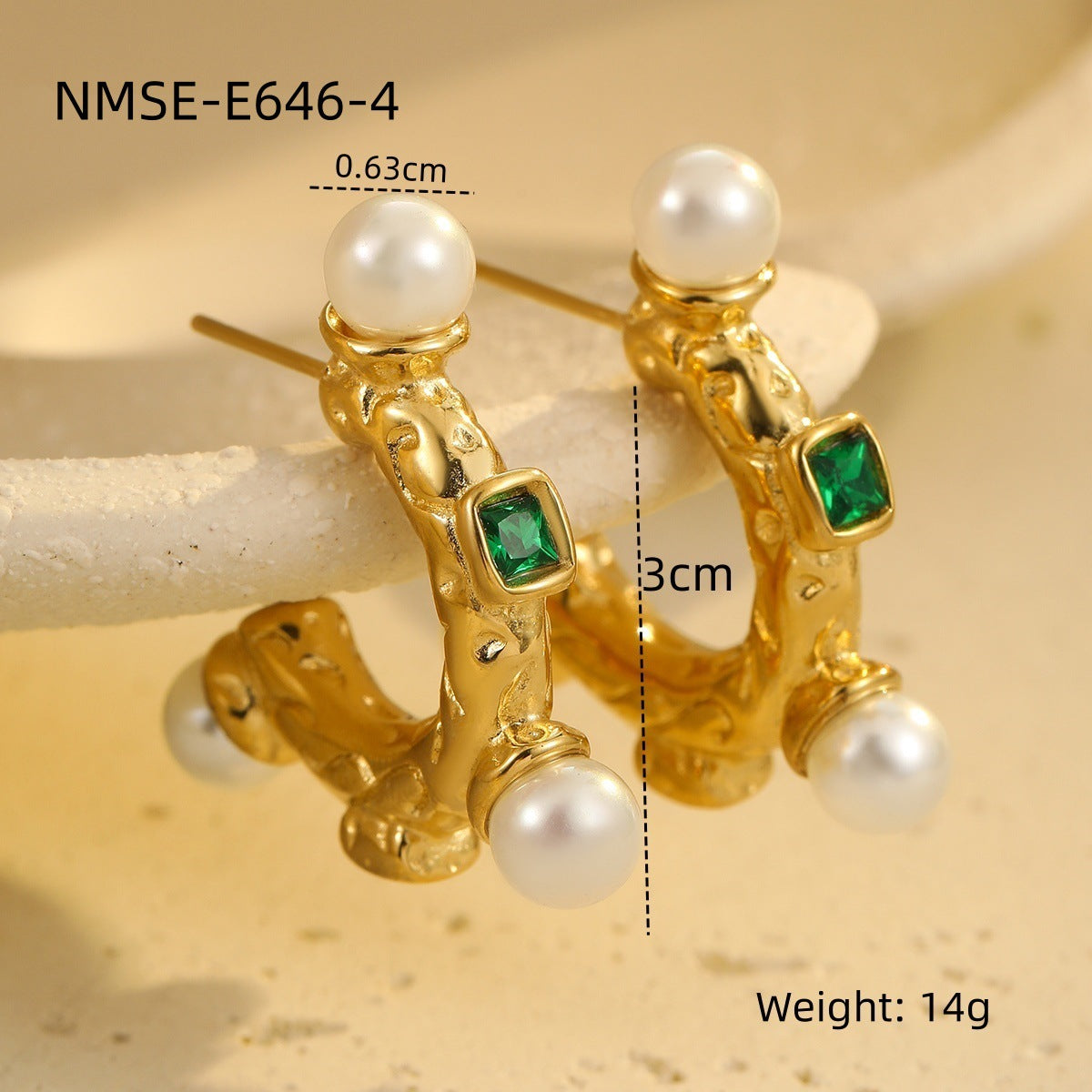 Orecchini a perno da donna in acciaio inossidabile placcato oro 18K con motivo floreale alla moda, onda e forme geometriche