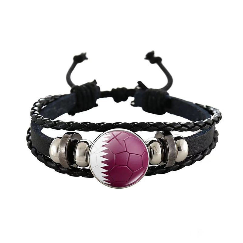 Unisex Geometric Round Braided Leather Bracelet Adjustable Handmade Wristband