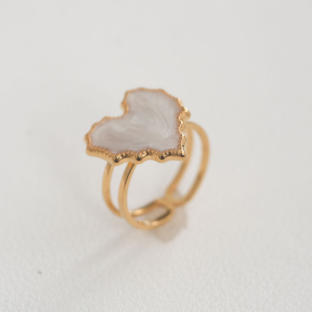 Anillo minimalista de acero de titanio con forma de girasol para mujer, con banda abierta ajustable y acabado chapado en oro