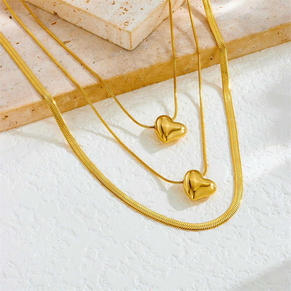 Minimalist Gold Plated Heart Stainless Steel Necklace for Women