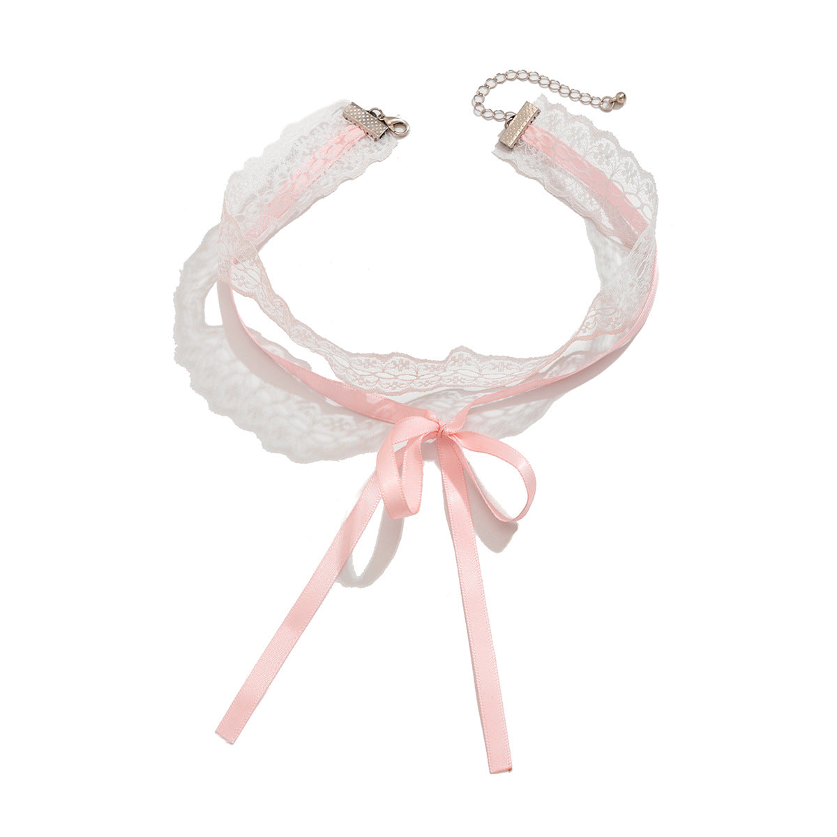 Collana girocollo da donna a doppio strato in pizzo con fiocco, stile rustico e minimalista