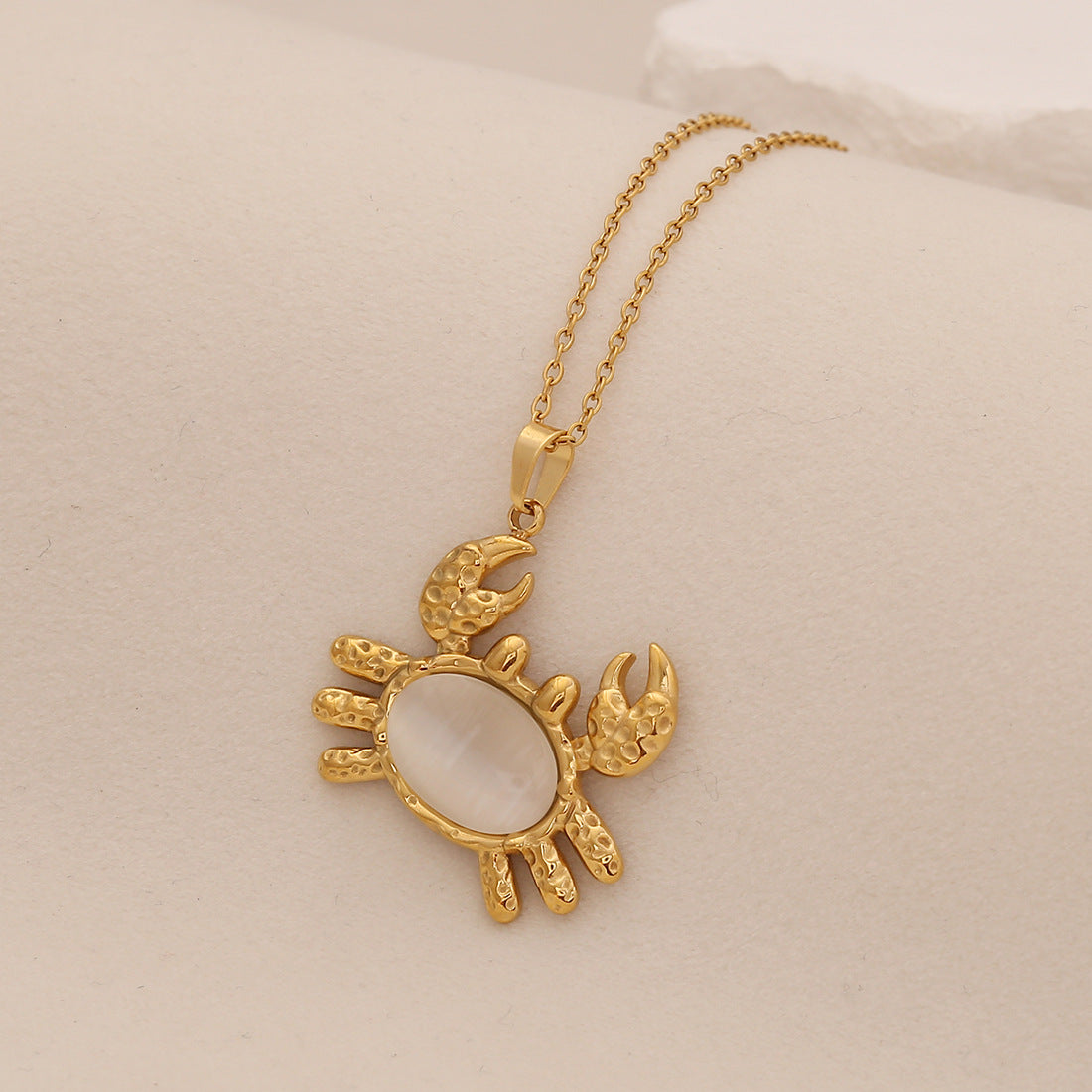 Personalized Stainless Steel Ocean Animal Pendant Necklace with Cat's Eye Stone