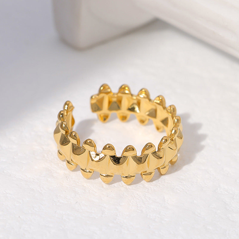 Geometric Adjustable Stainless Steel Ring for Women with Plated Finish