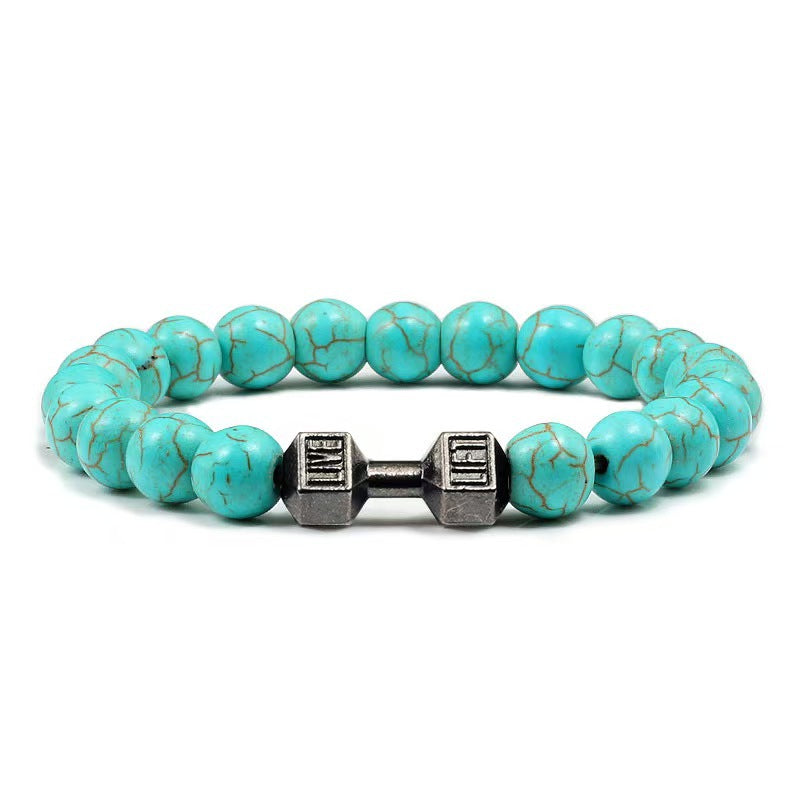 Fashion Matte Plated Alloy Beaded Bracelet Unisex Elastic Yoga Energy Bangle