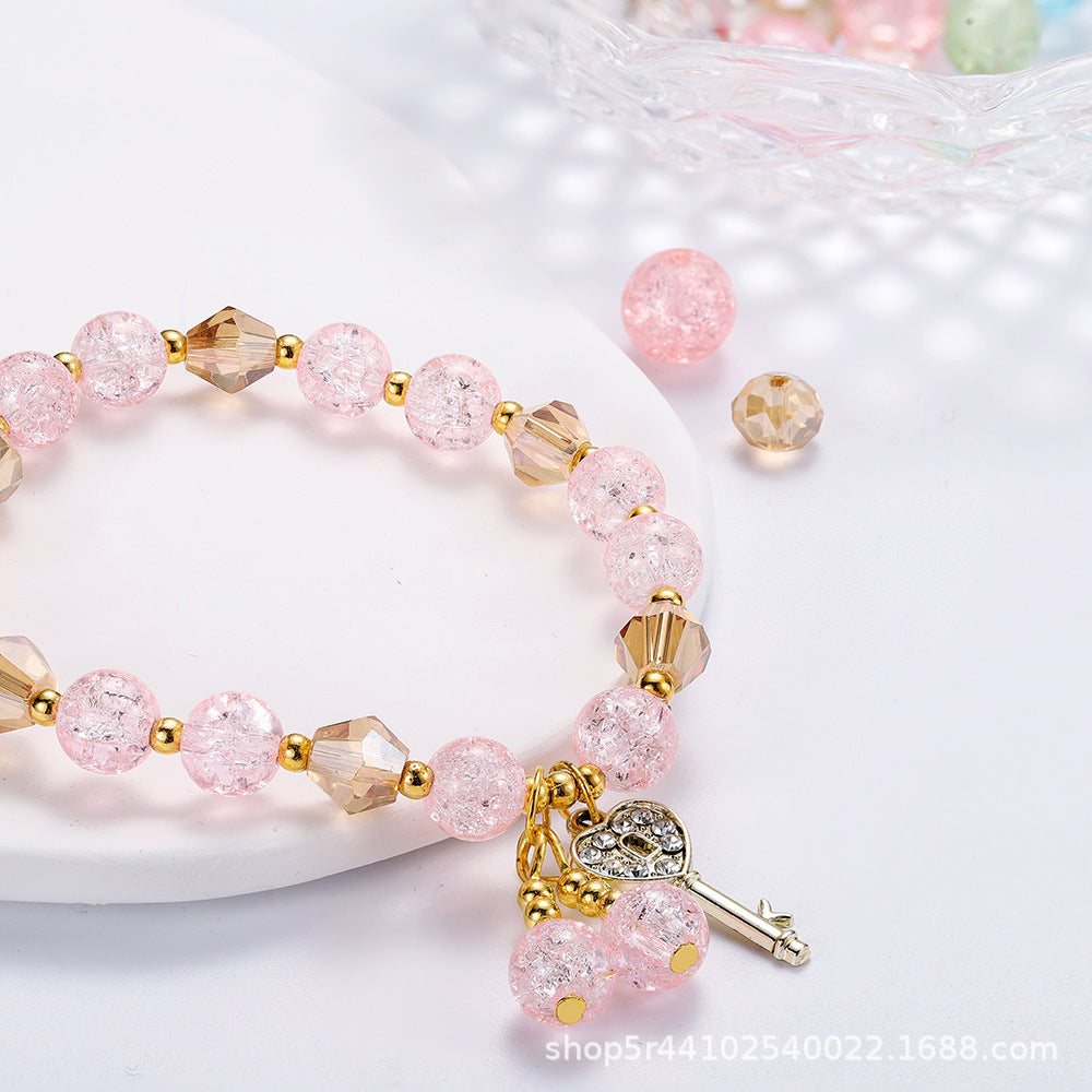 Geometric Key Crystal Glass Polished Bracelet for Women