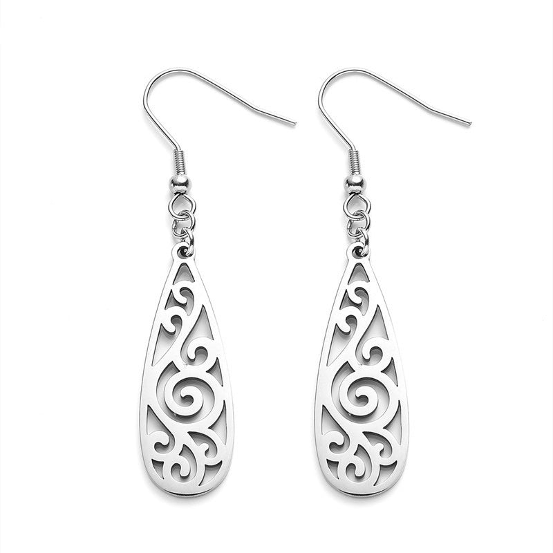 Sweet and Edgy Geometric Stainless Steel Hoop Earrings with Plated Finish Long Fashion Ear Jewelry for Women