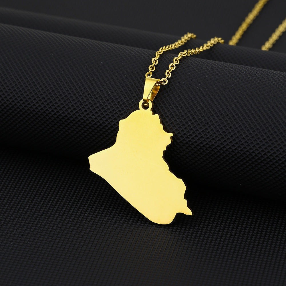 Collana con ciondolo geometrico di moda in acciaio inossidabile con charm in acciaio al titanio e finitura placcata, unisex