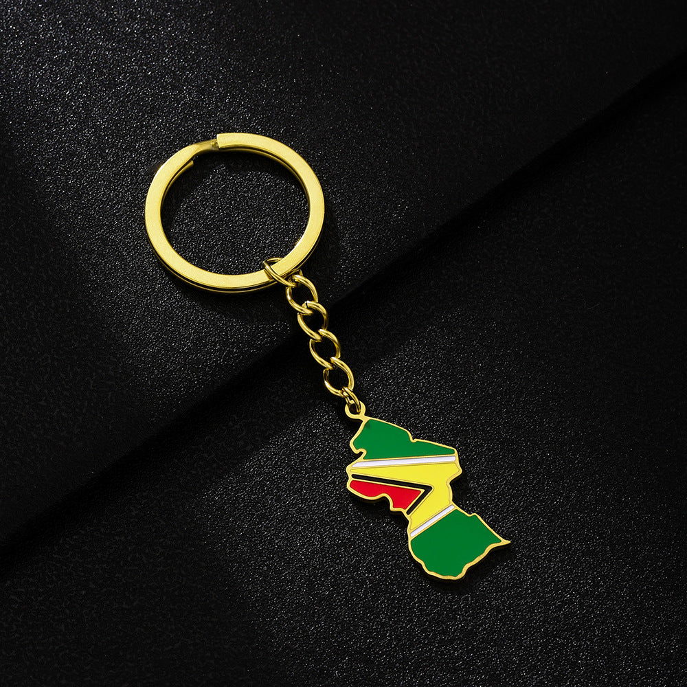 Portachiavi con Ciondolo Geometrico Minimalista in Acciaio Inossidabile Smaltato Accessorio Unisex
