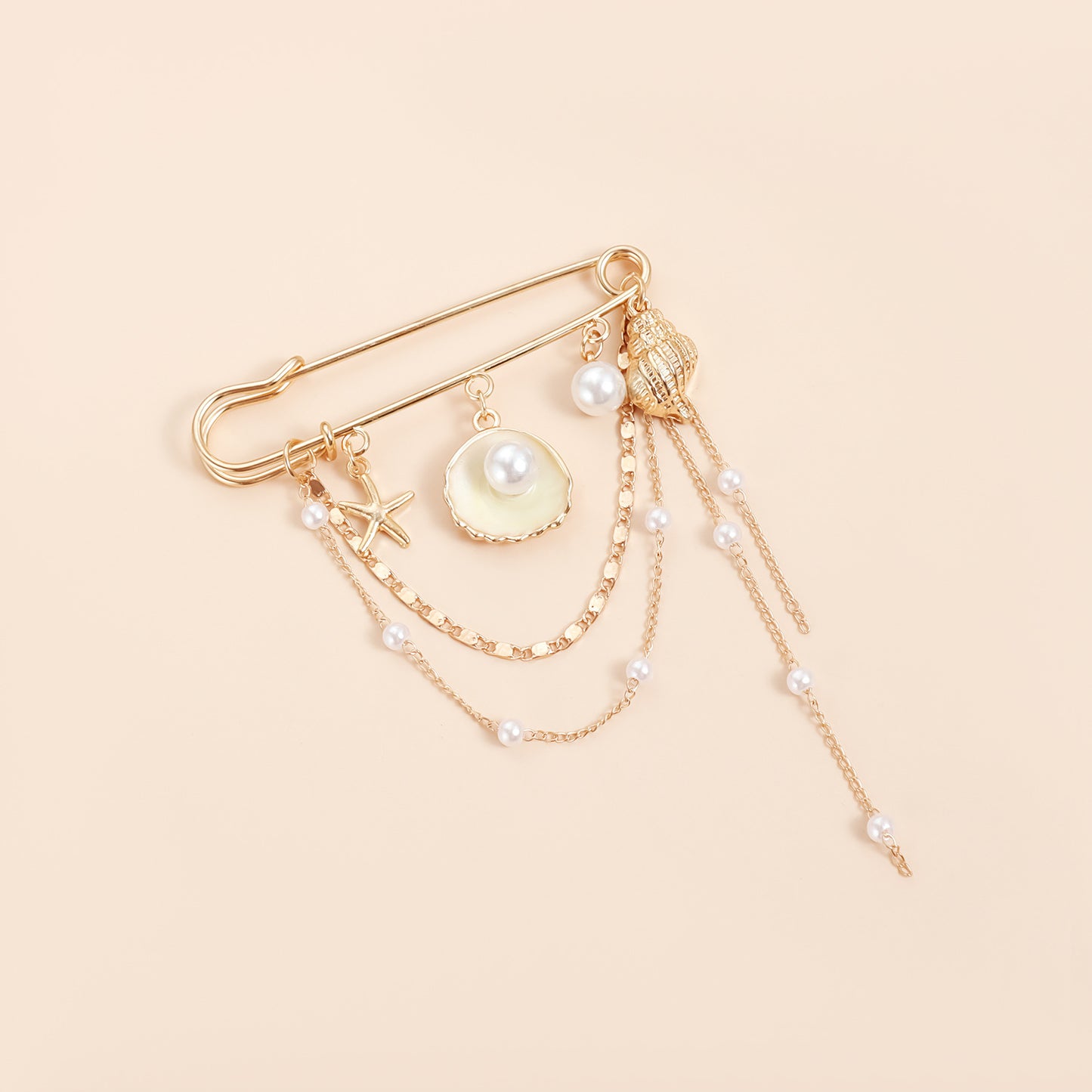Fashionable OL Style Geometric Alloy Brooch with Rhinestone Inlay and Pearl Accents for Women