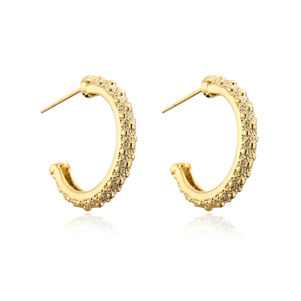 Orecchini da donna geometrici minimalisti in rame con placcatura in oro 18 carati