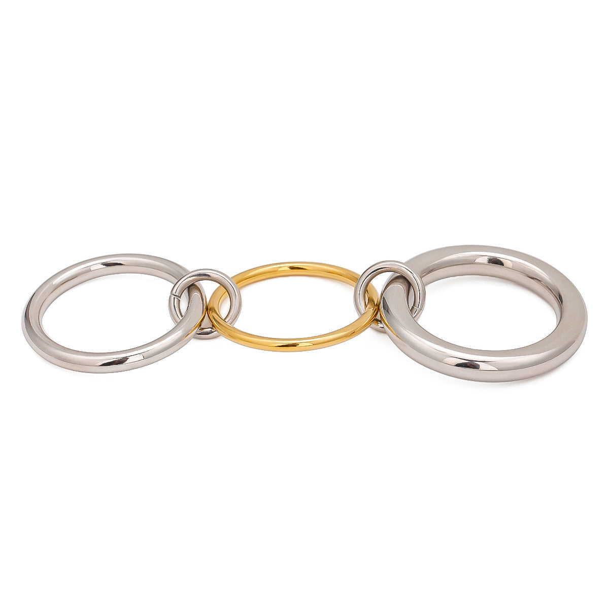 Geometric Round Plated Stainless Steel Stacking Ring Set