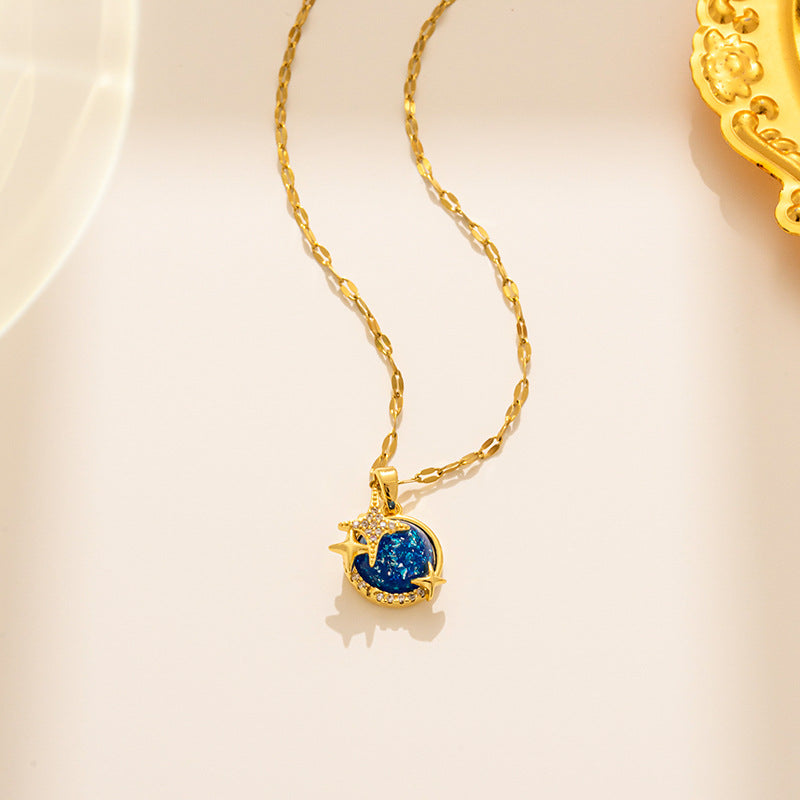 Collana con pendente minimalista a costellazione in acciaio al titanio con galvanica per donna