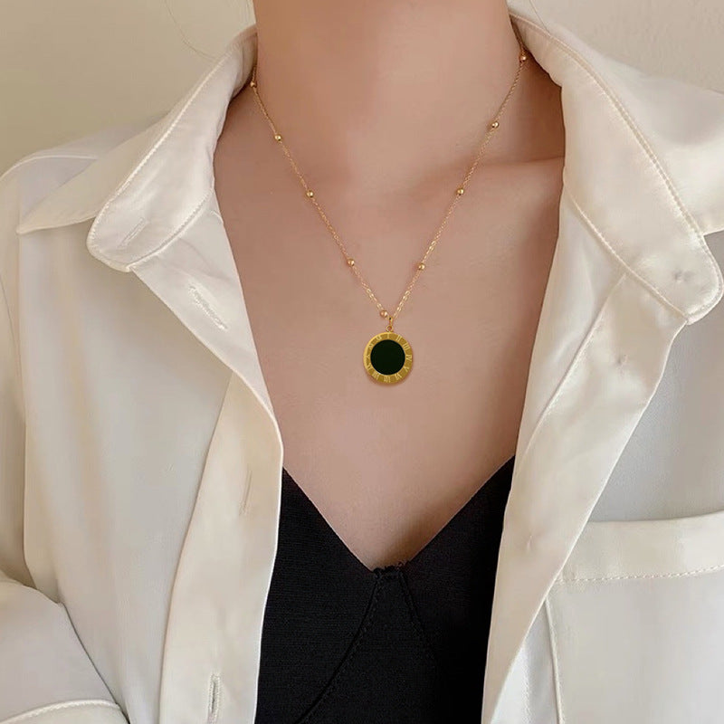 Minimalist Titanium Steel Geometric Shell Pendant Necklace for Women and Men - Gold-Plated Clavicle Chain
