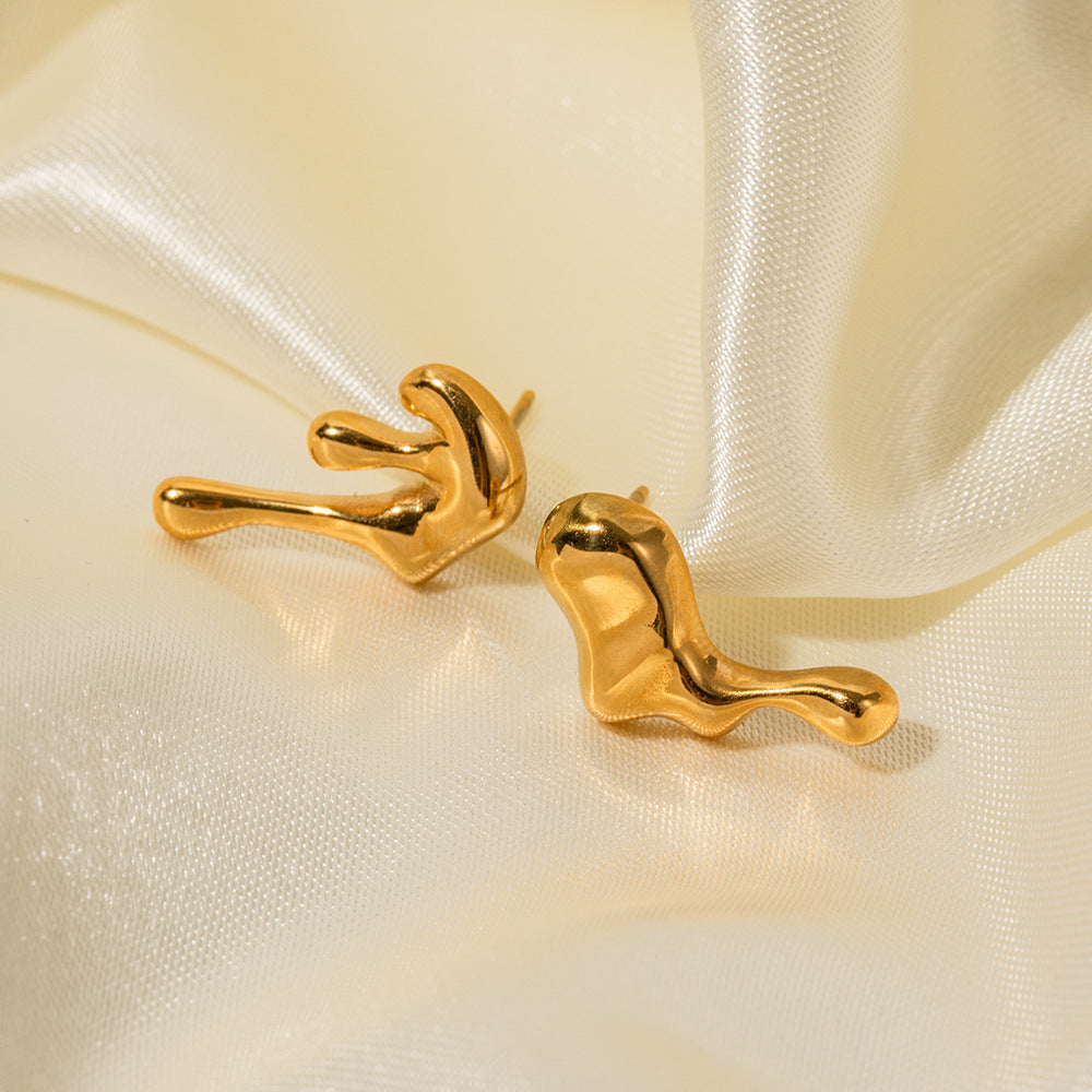 Trendy Geometric Irregular 18K Gold Plated Stainless Steel Earrings for Women