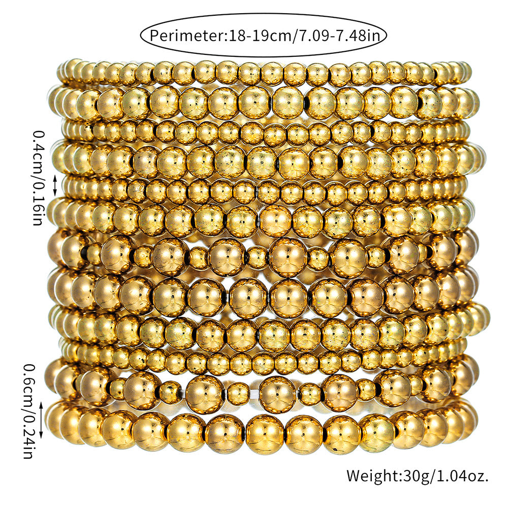 Minimalist Geometric Round Acrylic Beaded Stretch Bracelet Set