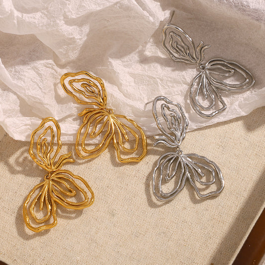 Fashionable Geometric Stainless Steel Earrings with 18K Gold Plating for Women