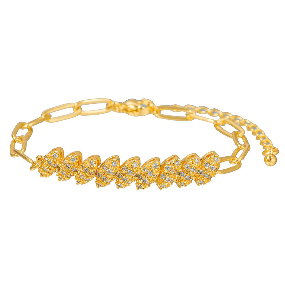 Minimalist Elegant Round Geometric Brass Inlaid Cubic Zirconia Bracelet for Women