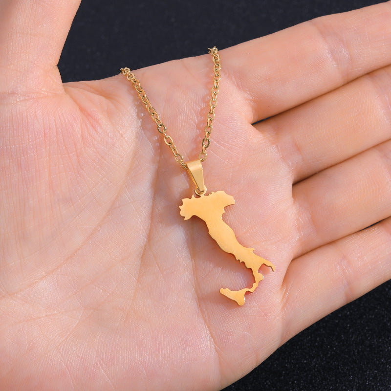 Collana pendente geometrica stile etnico in acciaio inossidabile con finitura placcata per donne e uomini, collana a strati a catena O minimalista