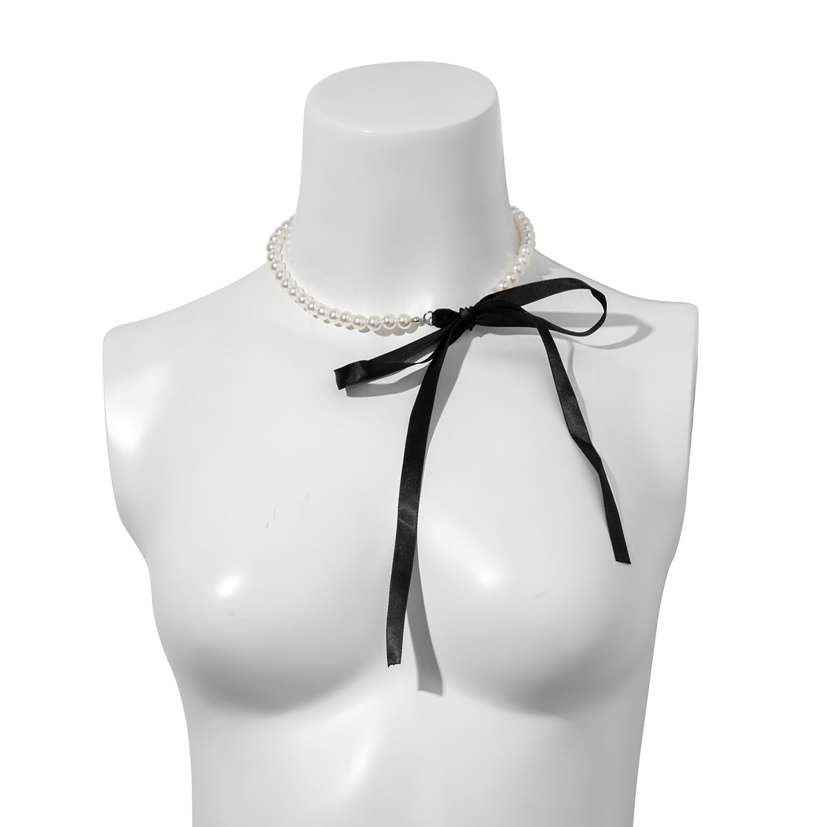 Vintage Imitation Pearl Bow Geometric Ball Chain Necklace for Women DIY Charm Bar