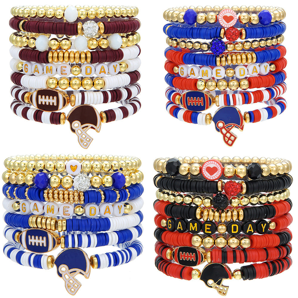 Geometric Drip Oil Resin Alloy Acrylic Beaded Bracelet Set Unisex Elastic Friendship Hand Jewelry