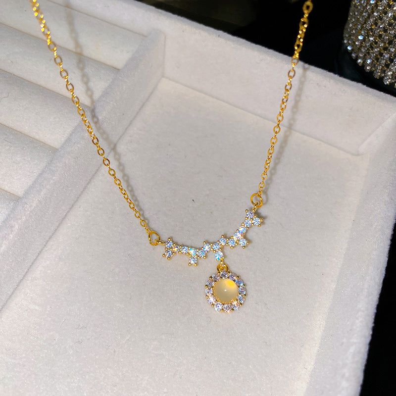 Sweet Sporty Polka Dot Titanium Steel Necklace with Brass Pendant Cable Chain