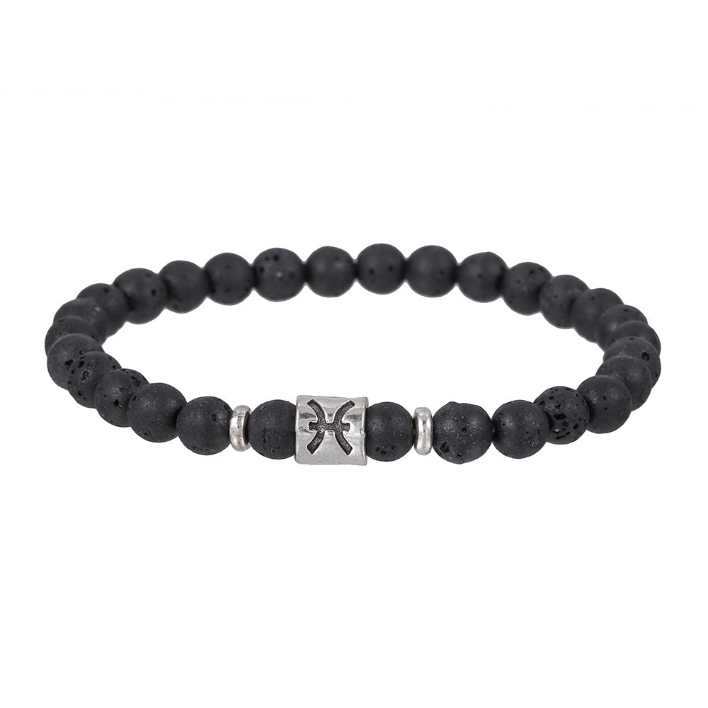 Handmade Geometric Round Volcanic Stone Bracelet for Unisex