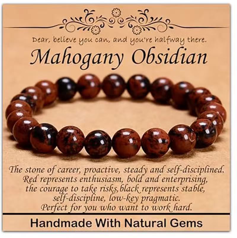 Minimalist Natural Stone Beaded Bracelet Unisex Geometric Round Handmade Jewelry Gift