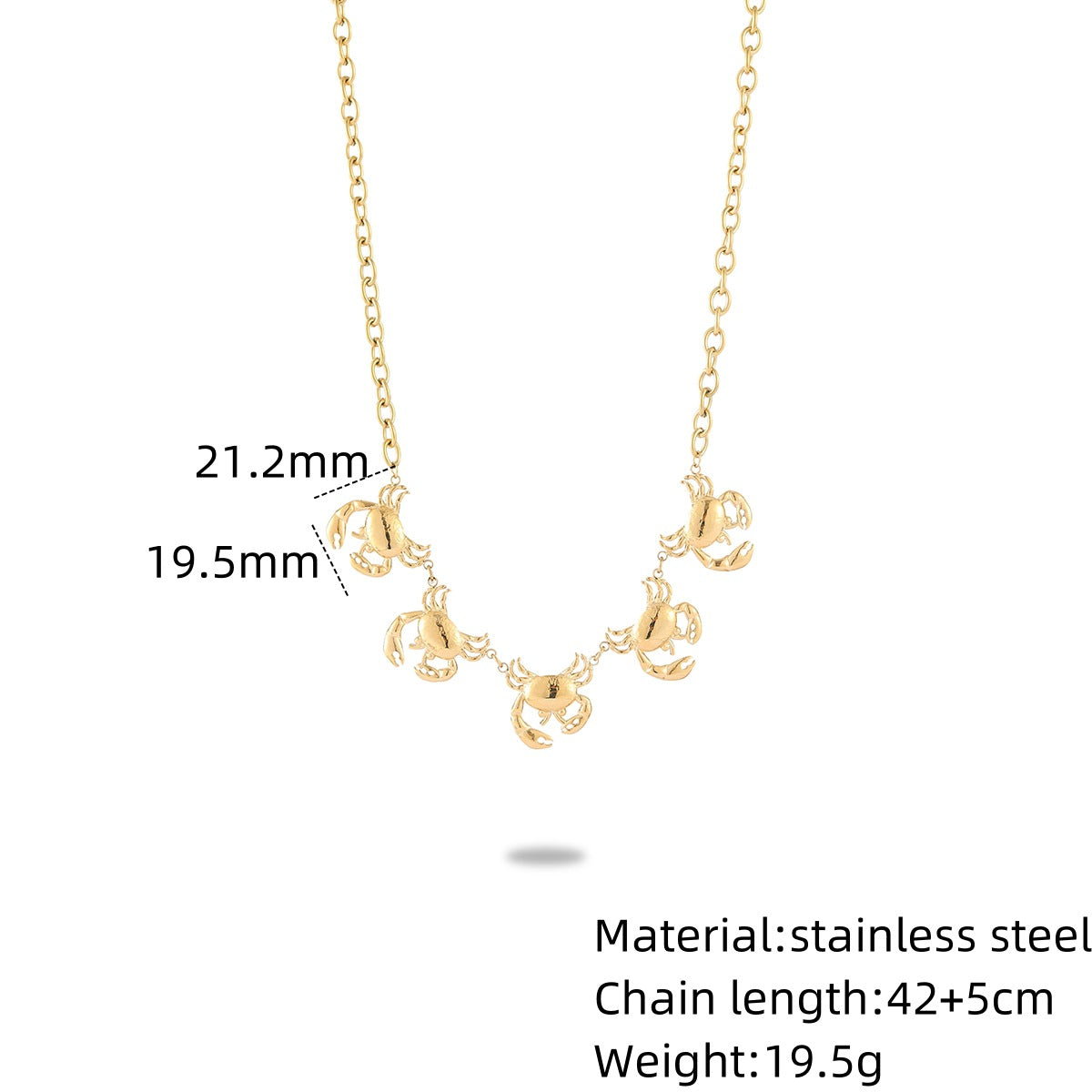 Pendientes y colgante de acero inoxidable con forma de cangrejo de moda para mujer con acabado chapado