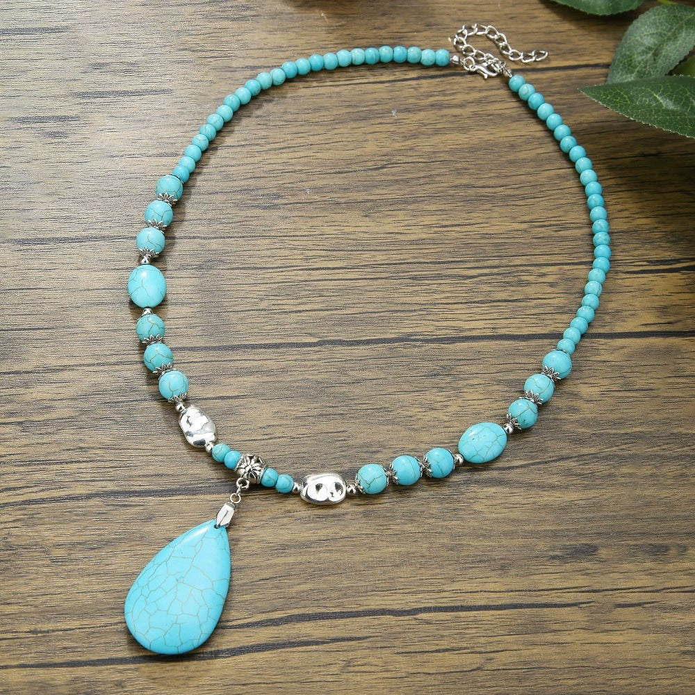 Hip-hop Punk Geometric Round Matte Stainless Steel Beaded Necklace with Alloy and Agate Pendant
