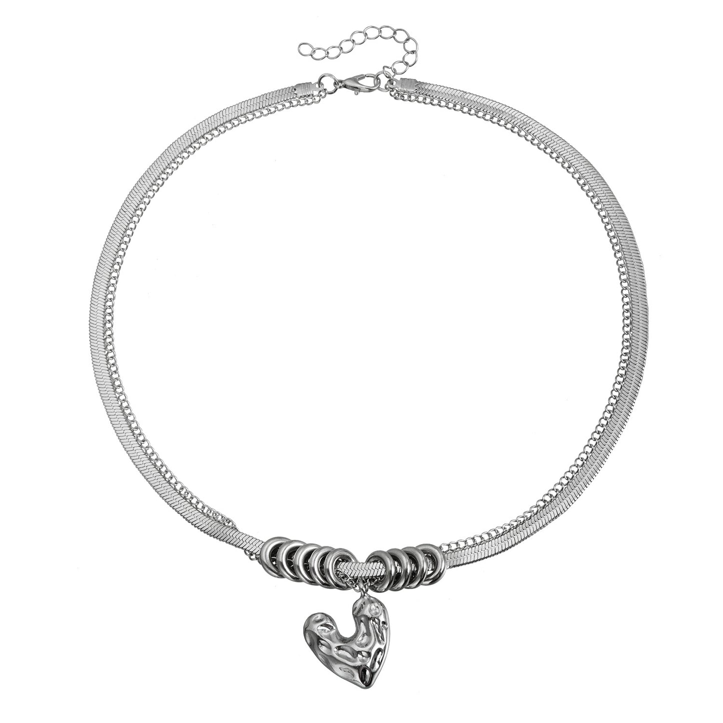 Fashionable Heart-Shaped Alloy Pendant Necklace for Women with Plated Finish on Delicate Snake Chain Minimalist Elegant Jewelry