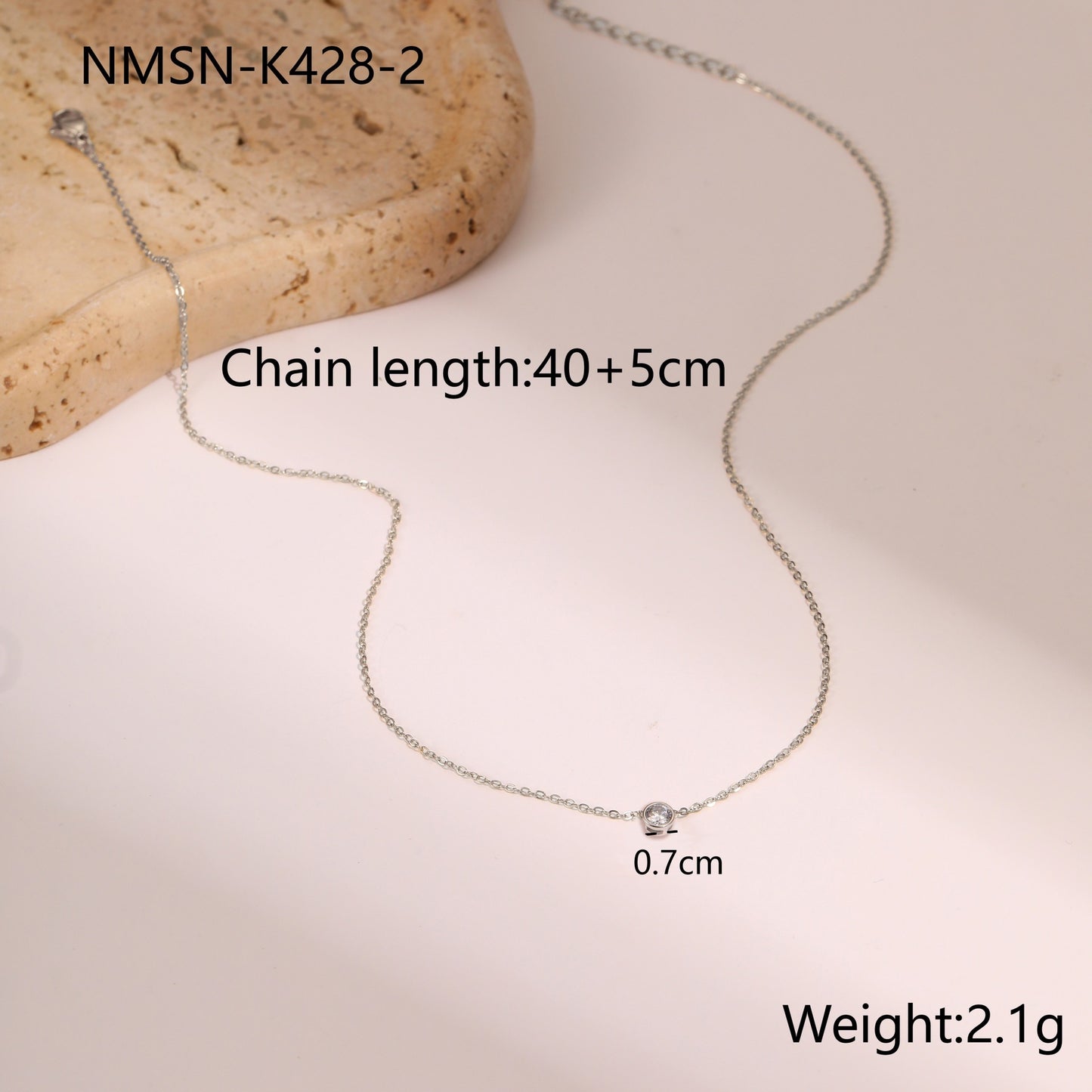 Fashionable Geometric Stainless Steel Necklace with 18K Gold Plating and Zircon Inlay for Women